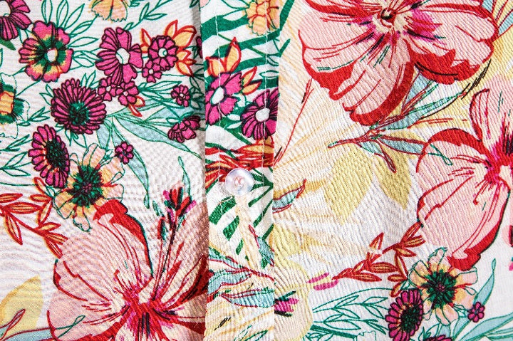Herren Kurzarmhemd im tropischen Blumen-Design mit lockerer Passform Echoarchiv