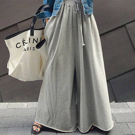 Damen Weite Lounge-Hose im Palazzo-Schnitt mit Tunnelzug und Soft-Fleece – Avélisse