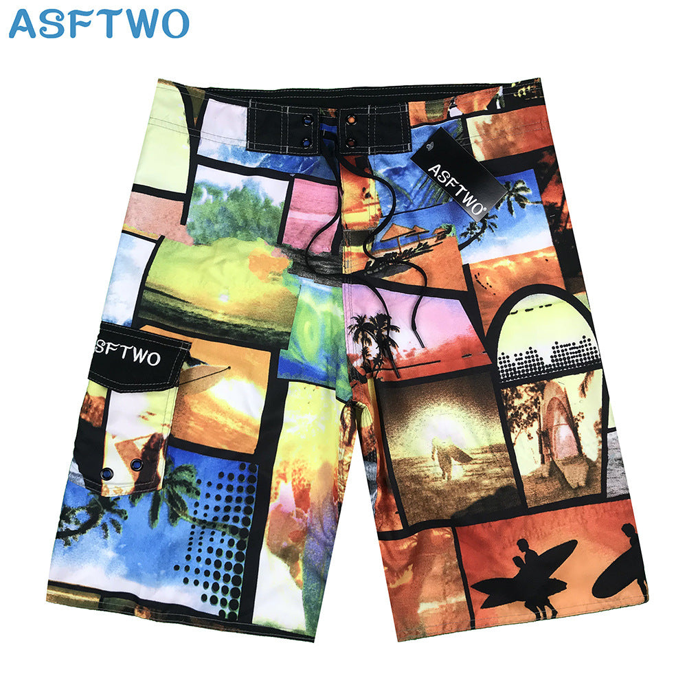 Herren Badeshorts im modernen Fotocollage-Design mit praktischen Seitentaschen und schnelltrocknendem Material Echoarchiv