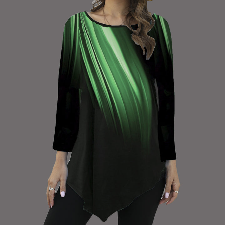 Damen Asymmetrische Tunika mit Zipfelsaum und abstraktem Verlaufprint – Avérine