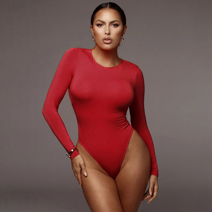 Damen Figurbetonter Langarm-Bodysuit Echo Archiv