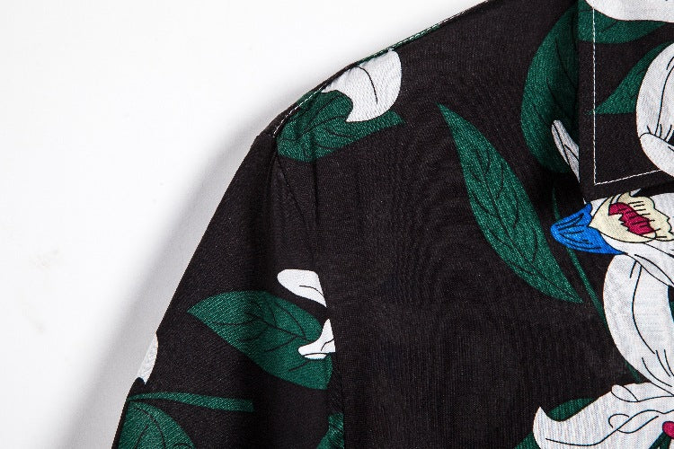 Herren Kurzarmhemd mit floralem Design und atmungsaktiver Baumwollqualität Echoarchiv