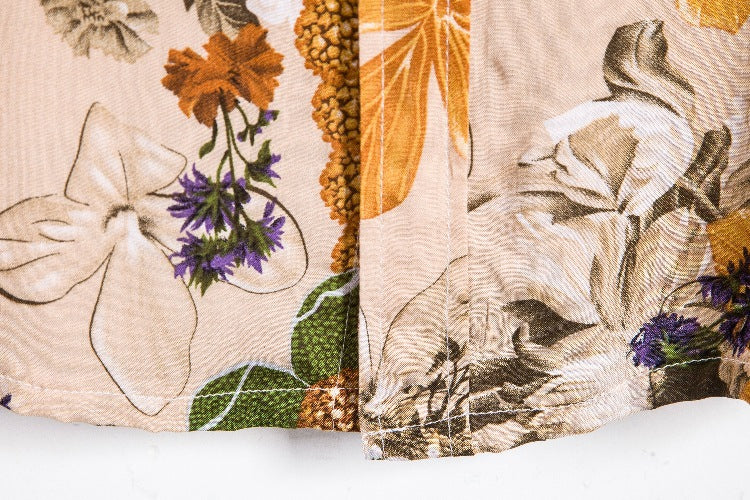 Herren Kurzarmhemd mit buntem botanischen Druck und lässiger Passform Echoarchiv