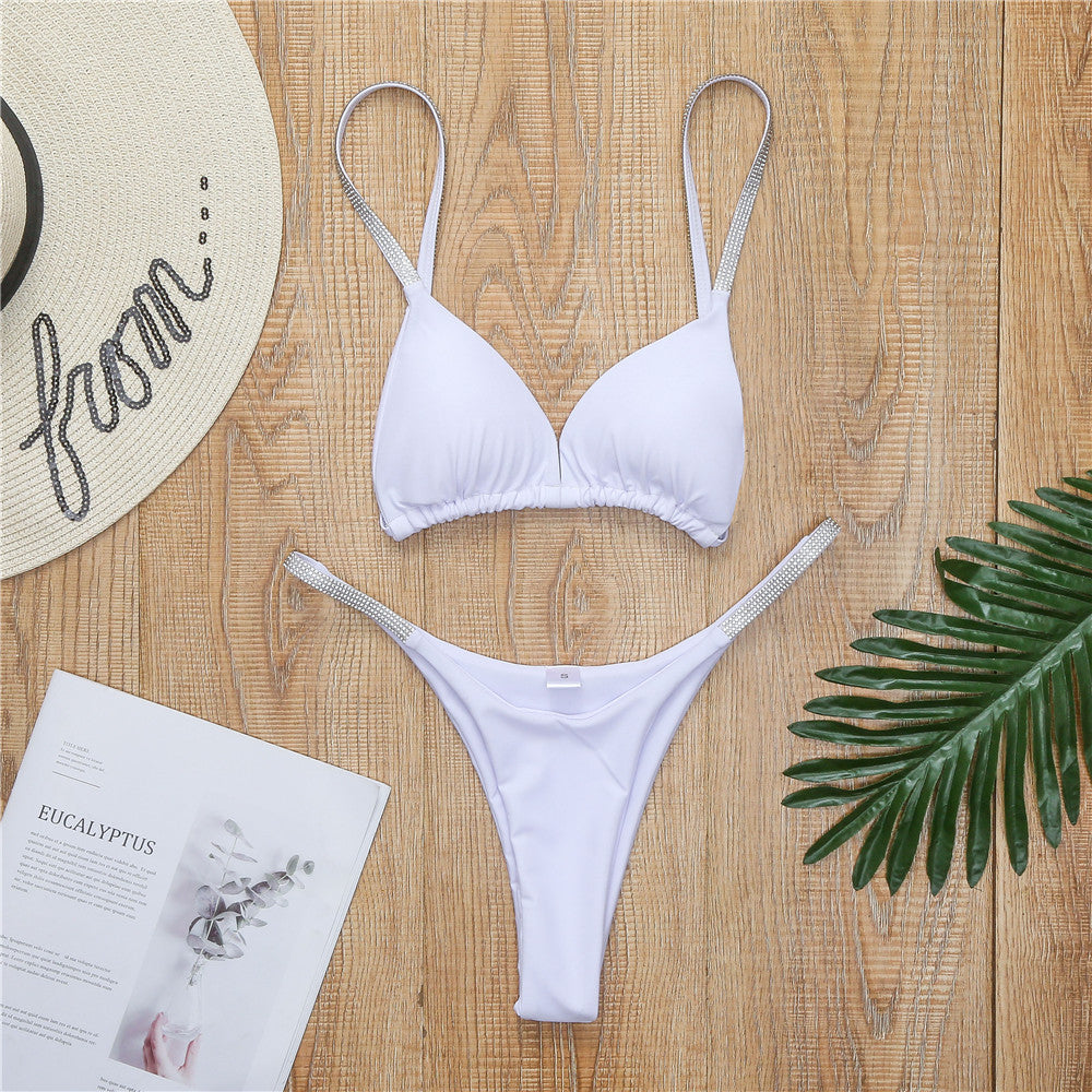 Damen Sportliches Triangel-Bikini-Set mit glamourösen Strassdetails Echo Archiv