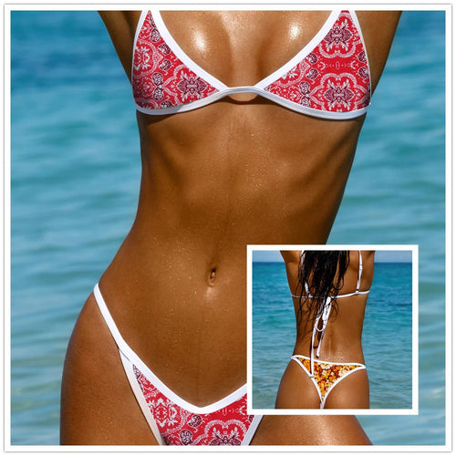 Damen Triangel-Bikini mit floralem Design und schmalen Trägern Echo Archiv