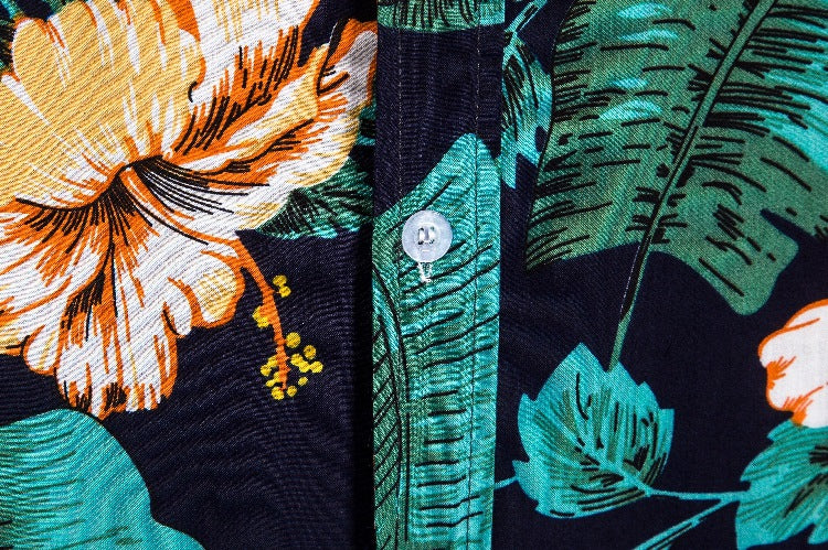 Herren Kurzarmhemd mit floralem Design und atmungsaktiver Baumwollqualität Echoarchiv