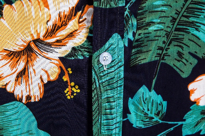 Herren Kurzarmhemd mit floralem Design und atmungsaktiver Baumwollqualität Echoarchiv