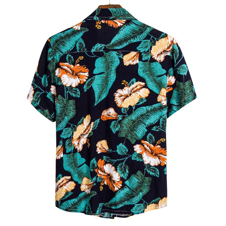 Herren Kurzarmhemd mit floralem Design und atmungsaktiver Baumwollqualität Echoarchiv