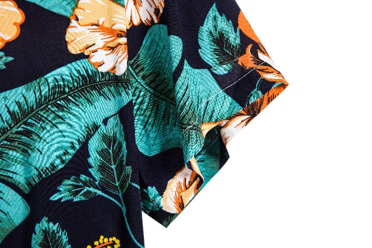 Herren Kurzarmhemd mit floralem Design und atmungsaktiver Baumwollqualität Echoarchiv