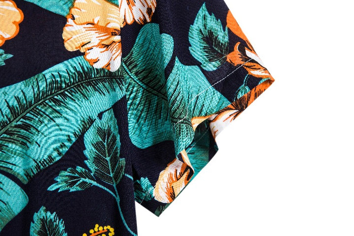 Herren Kurzarmhemd mit floralem Design und atmungsaktiver Baumwollqualität Echoarchiv