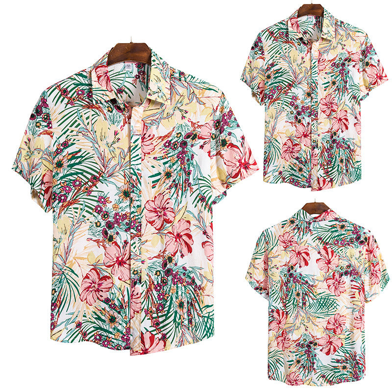 Herren Kurzarmhemd im tropischen Blumen-Design mit lockerer Passform Echoarchiv