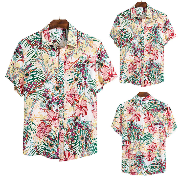 Herren Kurzarmhemd im tropischen Blumen-Design mit lockerer Passform Echoarchiv