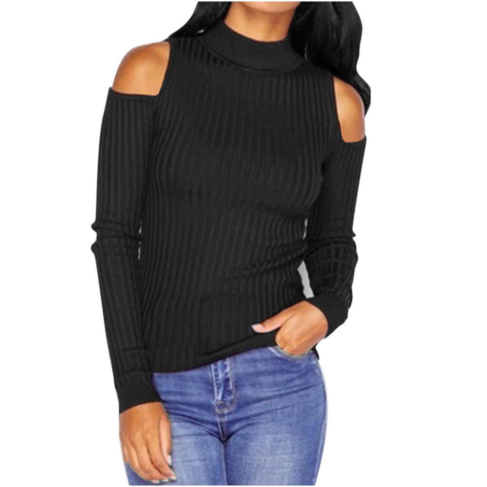 Damen Rippstrick-Top mit Stehkragen, Cut-Out-Schultern & taillierter Passform Echoarchiv