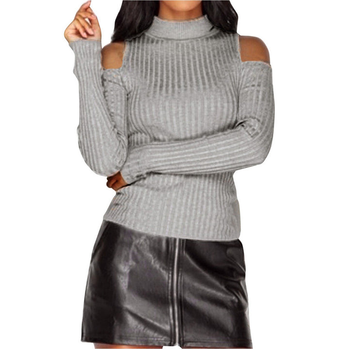 Damen Rippstrick-Top mit Stehkragen, Cut-Out-Schultern & taillierter Passform Echoarchiv