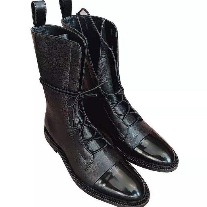 Damen nan elegante Schnür-Boots mit Kappenzehen, verziertem Schnürdetail und praktischen Zugschlaufen Echo Archiv