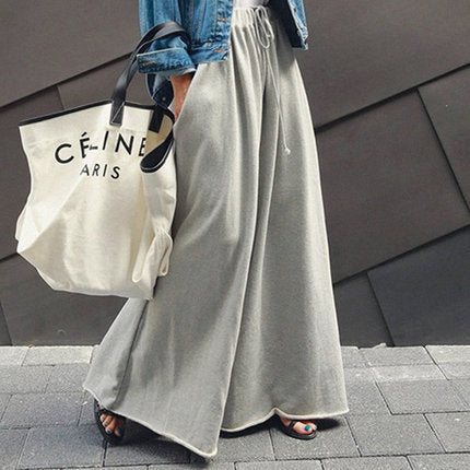 Damen Weite Lounge-Hose im Palazzo-Schnitt mit Tunnelzug und Soft-Fleece – Avélisse