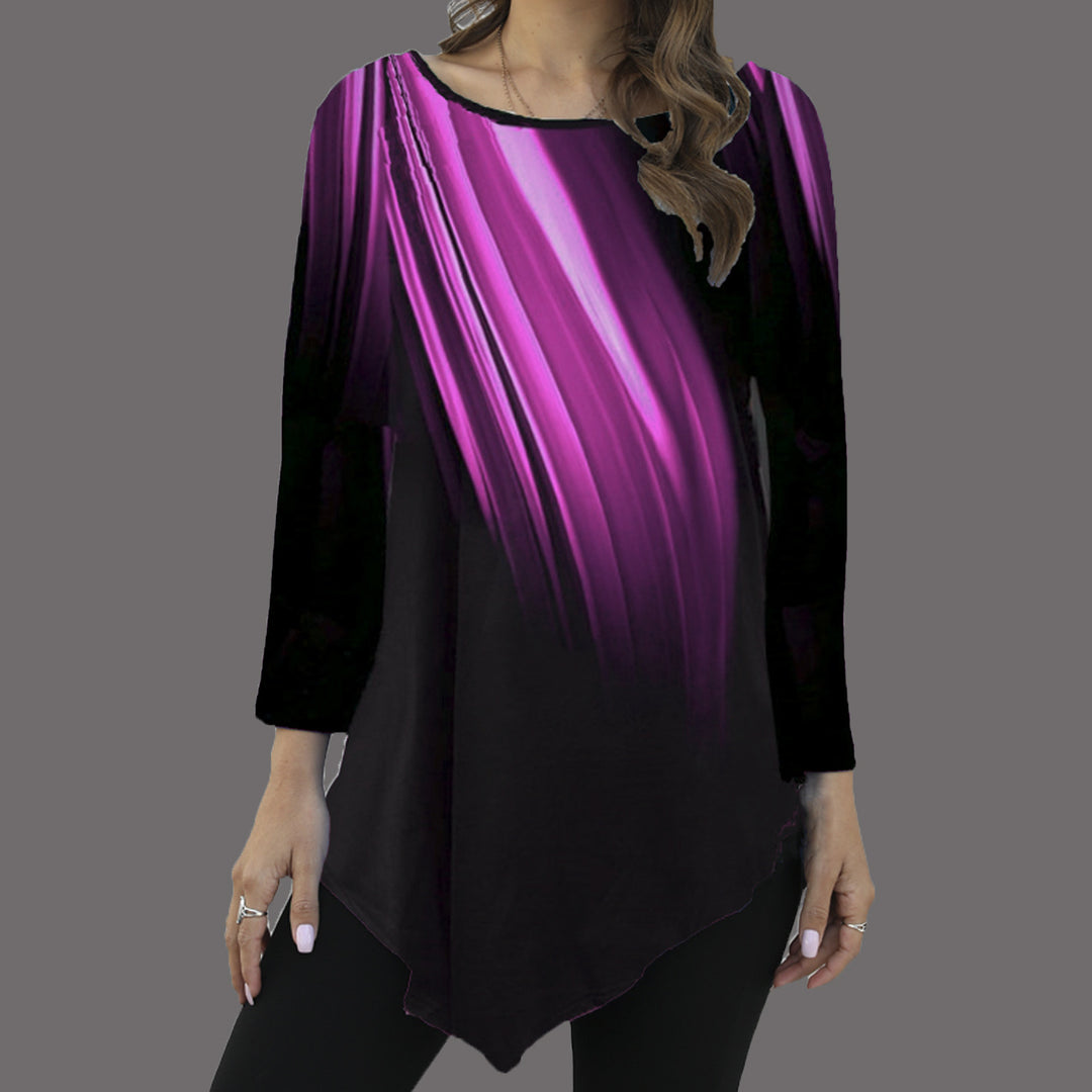 Damen Asymmetrische Tunika mit Zipfelsaum und abstraktem Verlaufprint – Avérine
