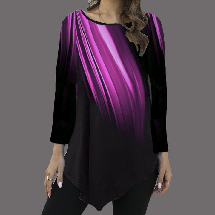 Damen Asymmetrische Tunika mit Zipfelsaum und abstraktem Verlaufprint – Avérine