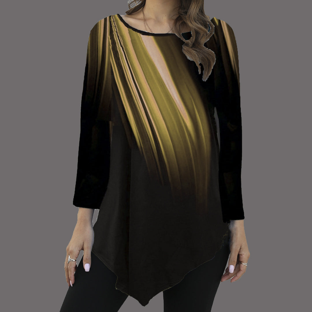 Damen Asymmetrische Tunika mit Zipfelsaum und abstraktem Verlaufprint – Avérine