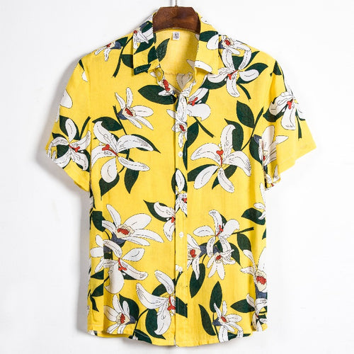 Herren Kurzarmhemd mit floralen Mustern und luftigem Stoff Echoarchiv