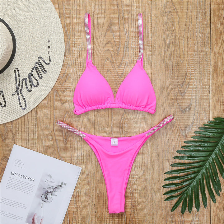 Damen Sportliches Triangel-Bikini-Set mit glamourösen Strassdetails Echo Archiv