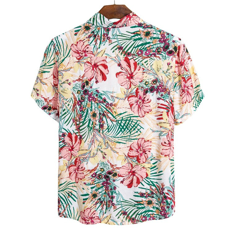 Herren Kurzarmhemd im tropischen Blumen-Design mit lockerer Passform Echoarchiv