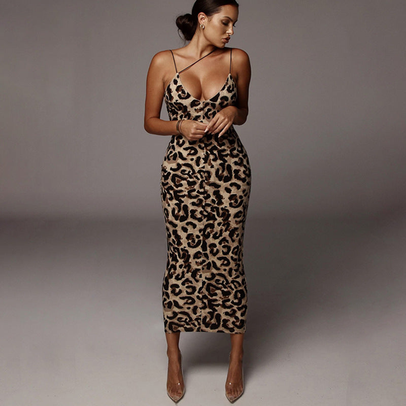 Damen Leopardenmuster Maxikleid Echo Archiv