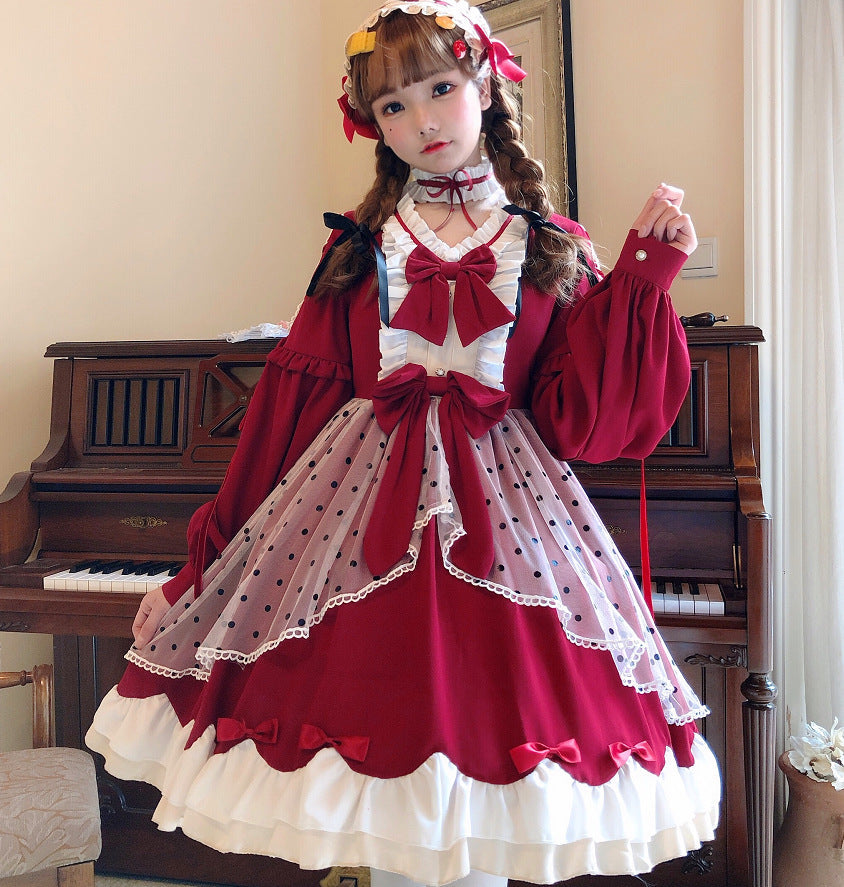 Damen Lolita-Kleid mit ausgefallenen Rüschendetails und Schleifen Echo Archiv