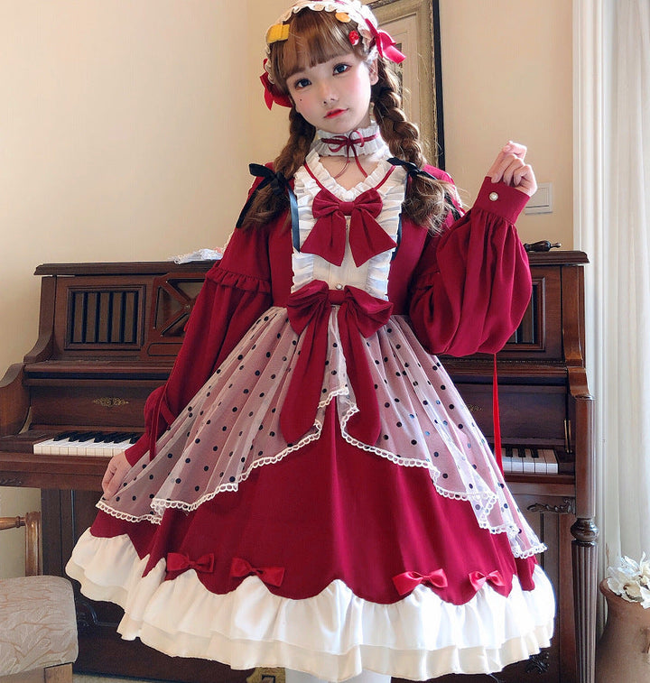 Damen Lolita-Kleid mit ausgefallenen Rüschendetails und Schleifen Echo Archiv