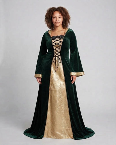 Frauen Elegante Kleid-Robe im mittelalterlichen Stil Echo Archiv