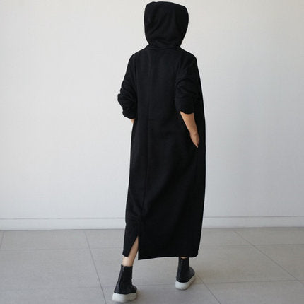 Damen Maxikleid‑Hoodie aus schwerem Sweat mit kastiger Oversize‑Silhouette – Valéora