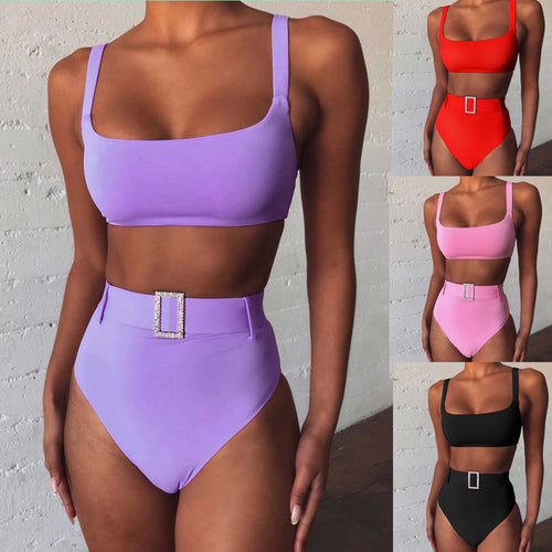 Damen Hoch tailliertes Bikini-Set mit funkelndem Gürtel Echo Archiv