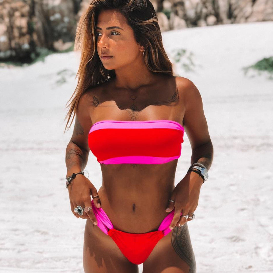 Damen Bandeau-Bikini mit kontrastrierenden Farben Echo Archiv