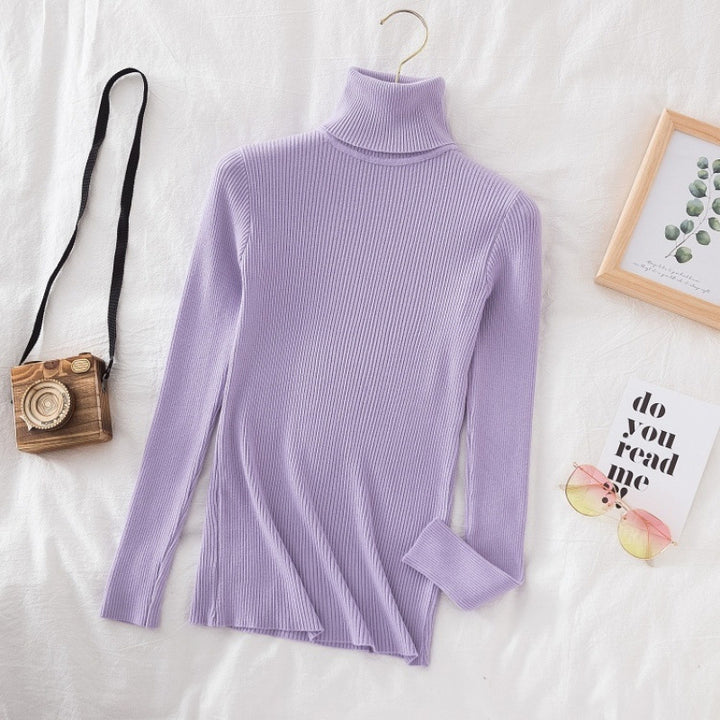 Damen-Strickpullover, hochgeschlossen, schmal geschnitten
