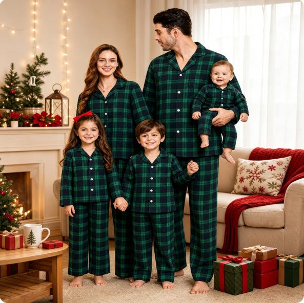 Familien-Pyjama-Set, kariert, Langarm, 2632