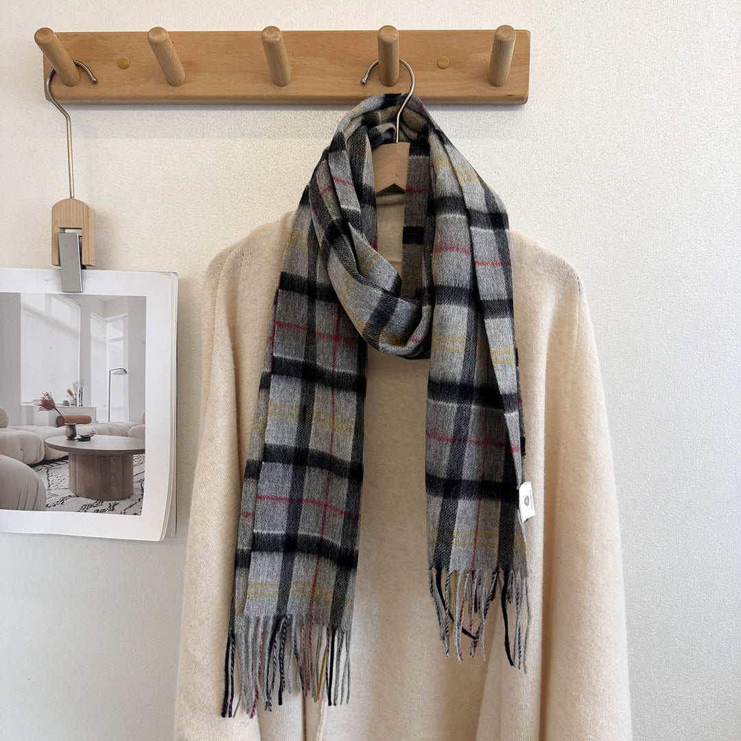 Wollschal mit Karomuster, 100% Wolle, 165x30 cm
