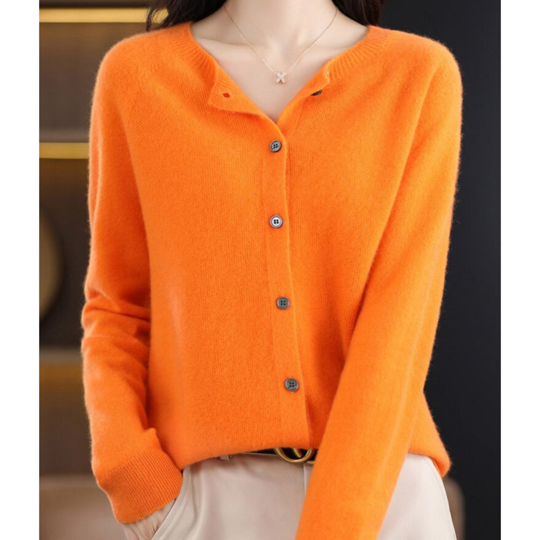 Echoarchiv | Merinowolle Damen O-Ausschnitt gestrickte Strickjacke Pullover