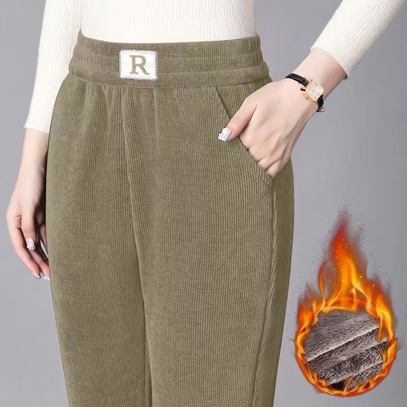 Damen-Cordhose, gefüttert, Karottenform, große Größen