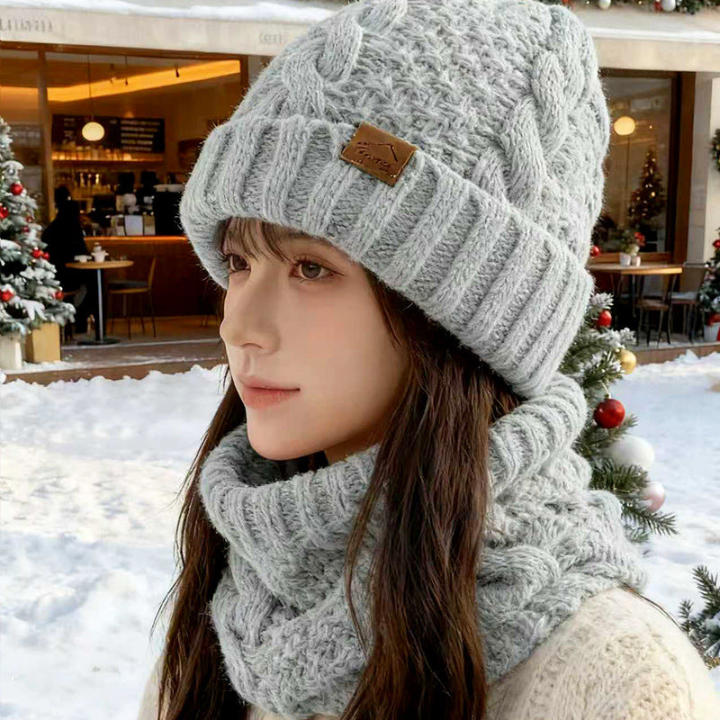 Strickmütze mit Schal Set, gefüttert, mit Ohrenschutz