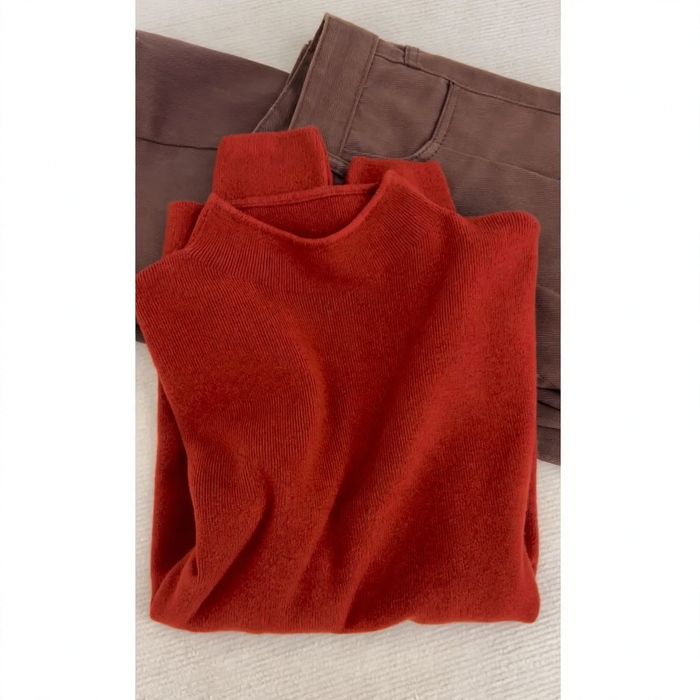 Damen-Strickpullover, Stehkragen, schlichtes Design