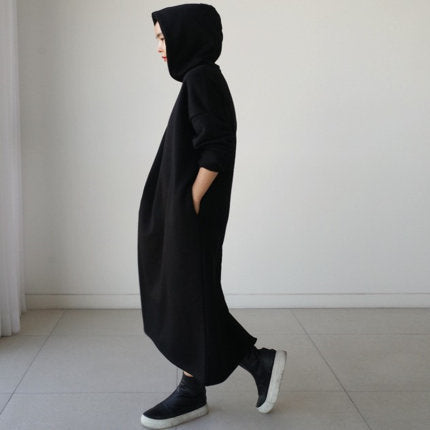 Damen Maxikleid‑Hoodie aus schwerem Sweat mit kastiger Oversize‑Silhouette – Valéora
