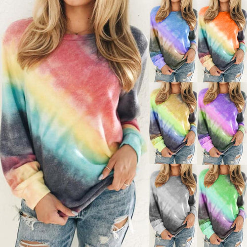 Damen Oversize Tie-Dye Sweatshirt mit Rundhalsausschnitt und weichem Fleece-Futter – Mavelle