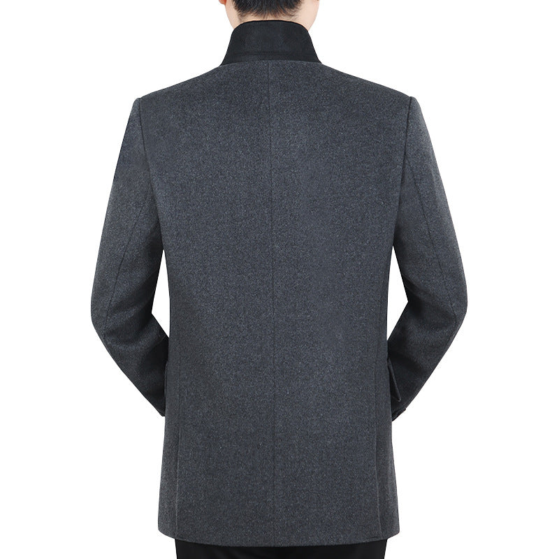 Herren Elegantes Wollmix-Sakko mit Samtkragen und taillierter Passform – Tianoro