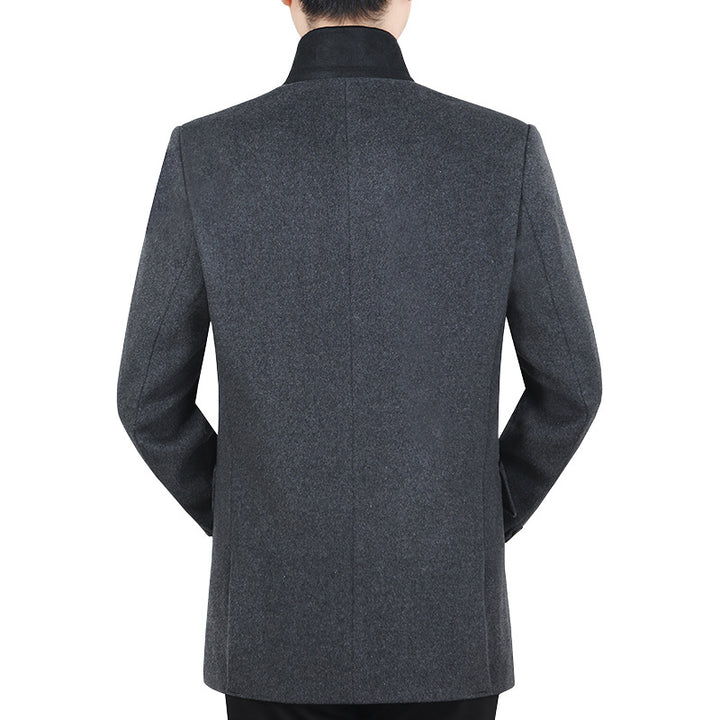 Herren Elegantes Wollmix-Sakko mit Samtkragen und taillierter Passform – Tianoro
