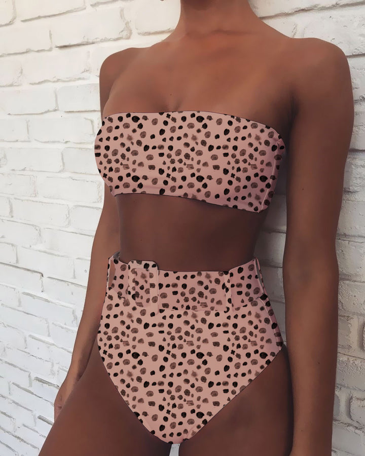 Damen Hoch tailliertes Bikini-Set mit bandeau Oberteil Echo Archiv