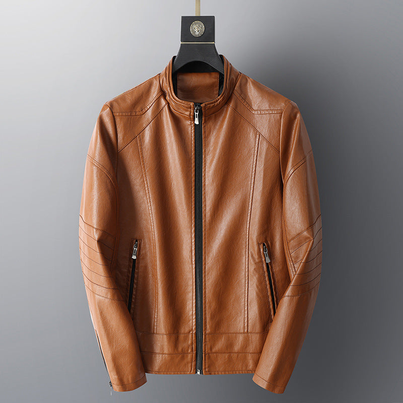 Herren lässige Kunstlederjacke mit pflegeleichten Reißverschlusstaschen Echoarchiv