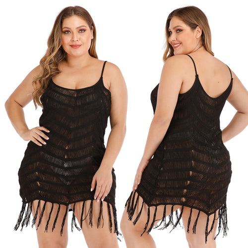 Damen eleganter Strandüberwurf mit Fransen Echo Archiv