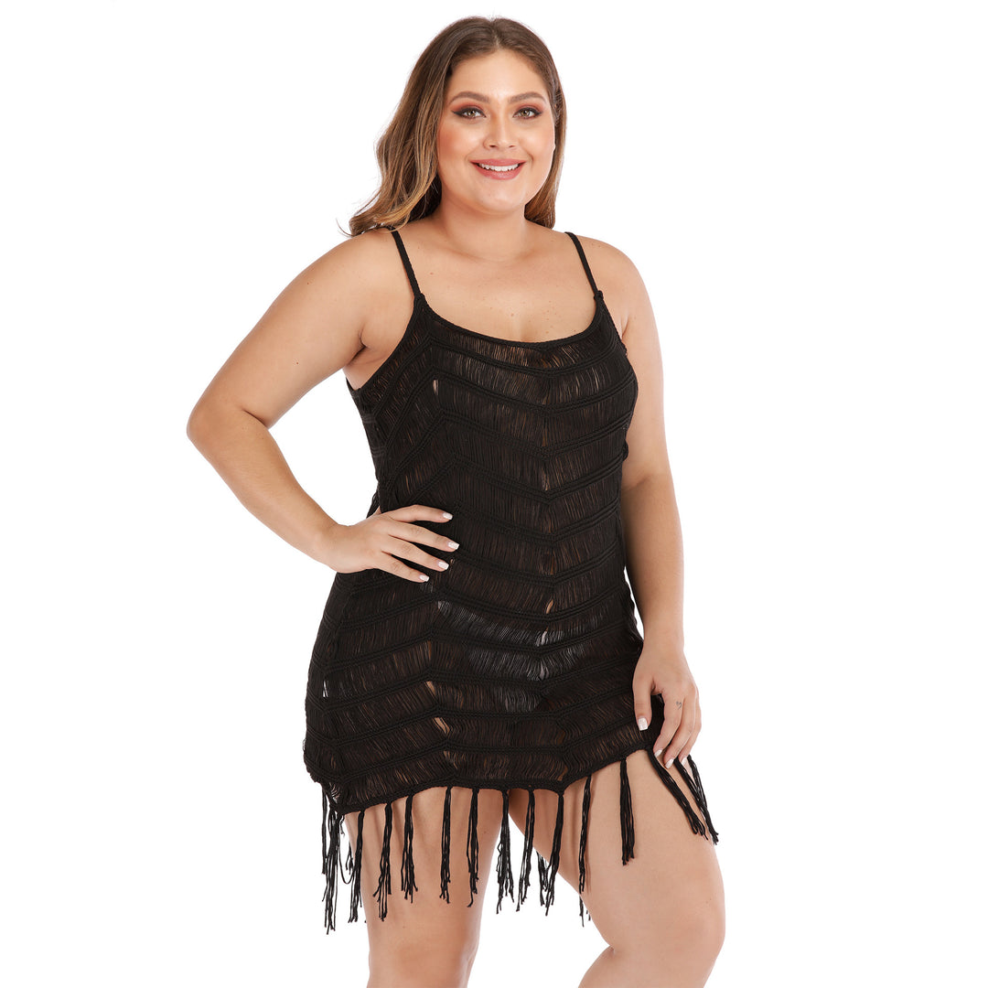 Damen eleganter Strandüberwurf mit Fransen Echo Archiv