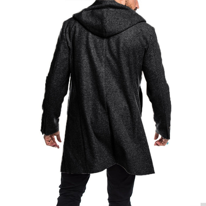 Herren Woolblend Mantel mit Kapuze und doppelter Knopfleiste Echoarchiv