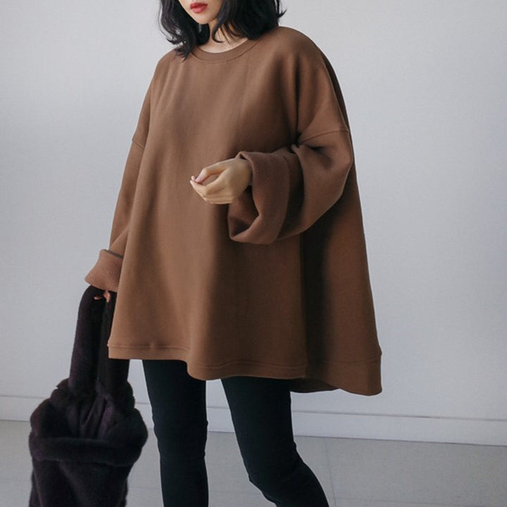Damen Oversize-Fleece-Sweatshirt mit verlängertem Rückenteil und überschnittenen Schultern – Mavelle